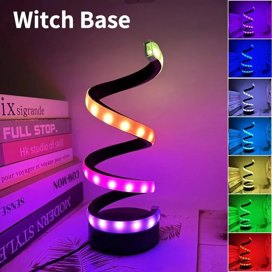 Modern Spiral LED Table Lamp – 3 Color Dimmable Night Light for Bedroom & Office