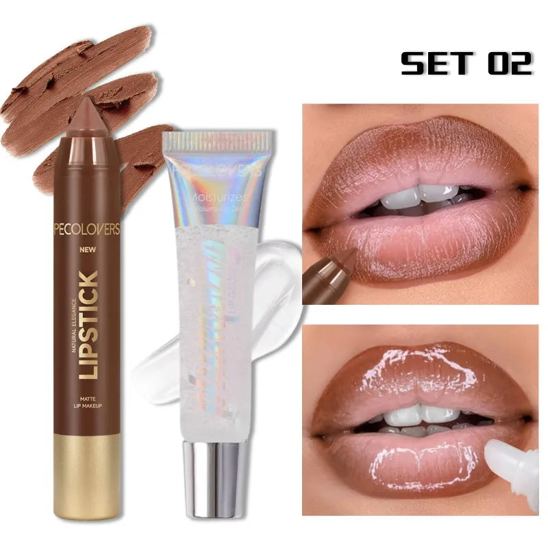 Set Lèvres – Crayon à Lèvres et Gloss, Contour Parfait, Hydratant, Lèvres Sublimes