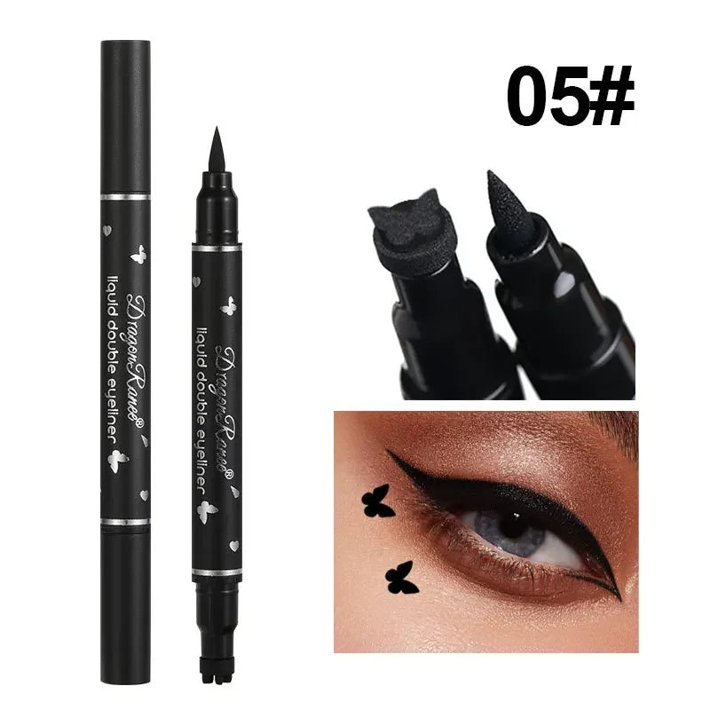 Crayon Eyeliner liquide noir 2 en 1, sceau papillon, stylo Eyeliner, tampon étoile lune, longue durée, imperméable, maquillage pour les yeux, cosmétique