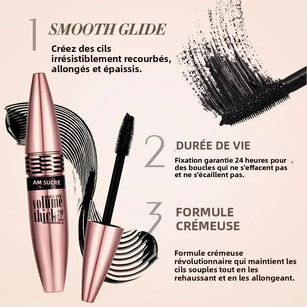 Mascara anti-bavure volumisant allongeant recourbant séchage rapide sans flocons coloré maquillage yeux femme