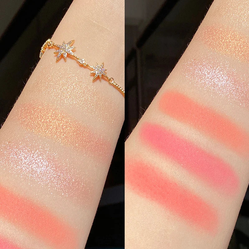 Palette de Blush et Highlighter 6 Couleurs — Paillettes pour Visage et Yeux, Poudre Shimmer, Illumine et Met en Valeur, Maquillage Cosmétiques (Copie)