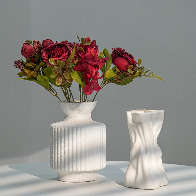 Modern White Decorative Vase – Minimalist Flower Vase for Home & Table Decor