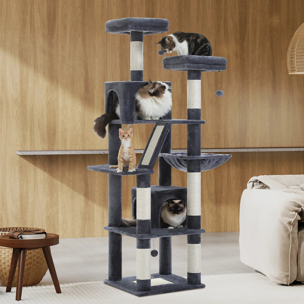 Multi-Level Cat Tree Tower – Cat Condo, Hammock & Scratching Activity Center