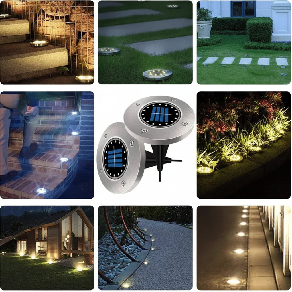 Solar Ground Lights – Outdoor LED Disk Lights for Garden & Pathway Décor