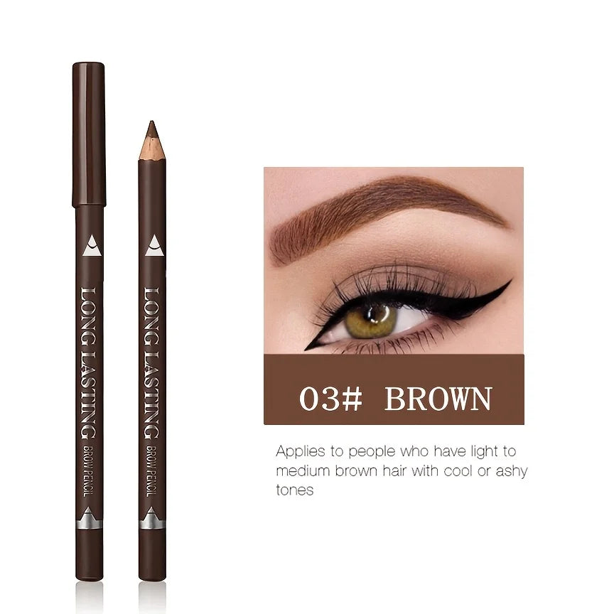 Crayon 2 en 1 à Manche en Bois – Eyeliner et Sourcils Étanche, Résistant à la Transpiration, Convient à Tous Types de Peau, Outil Cosmétique Polyvalent