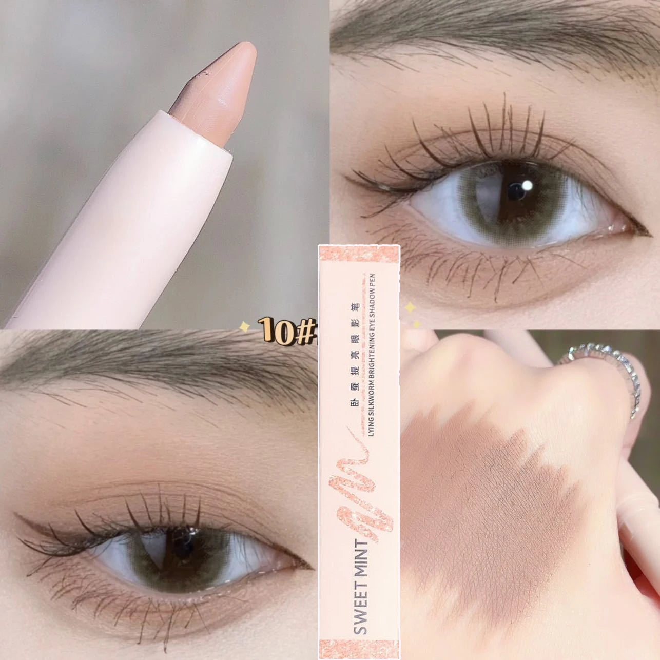Crayon Eyeliner Blanc Pailleté – 15 Couleurs, Mat Marron, Rose, Effet Perlé, Maquillage des Yeux, Stylo Silkworm, Illumine le Regard