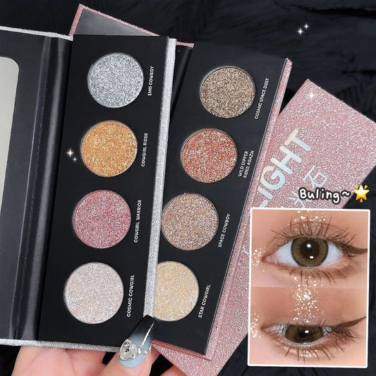Palette poudre , paillettes et scintillant, highlighter et contouring, maquillage yeux coréen