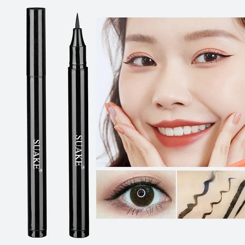 Crayon Eyeliner Liquide 6 Couleurs — waterproof, longue tenue, facile à appliquer, fini mat, couleurs noir, rouge, blanc, bleu, violet et brun