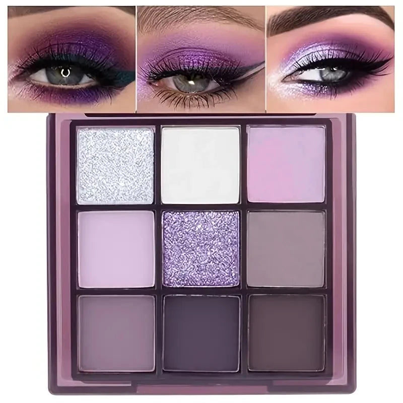 Palette fards à paupières violet et rose – 9 à 18 couleurs, waterproof, mat et scintillant, smoky pour festival