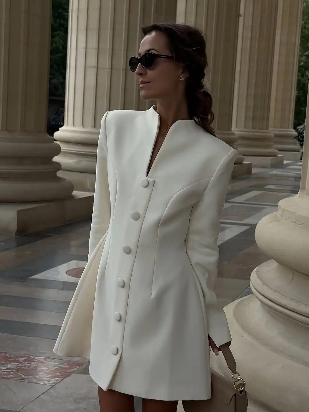 Robe Longue Blanche Bustier Plissée – Été 2025