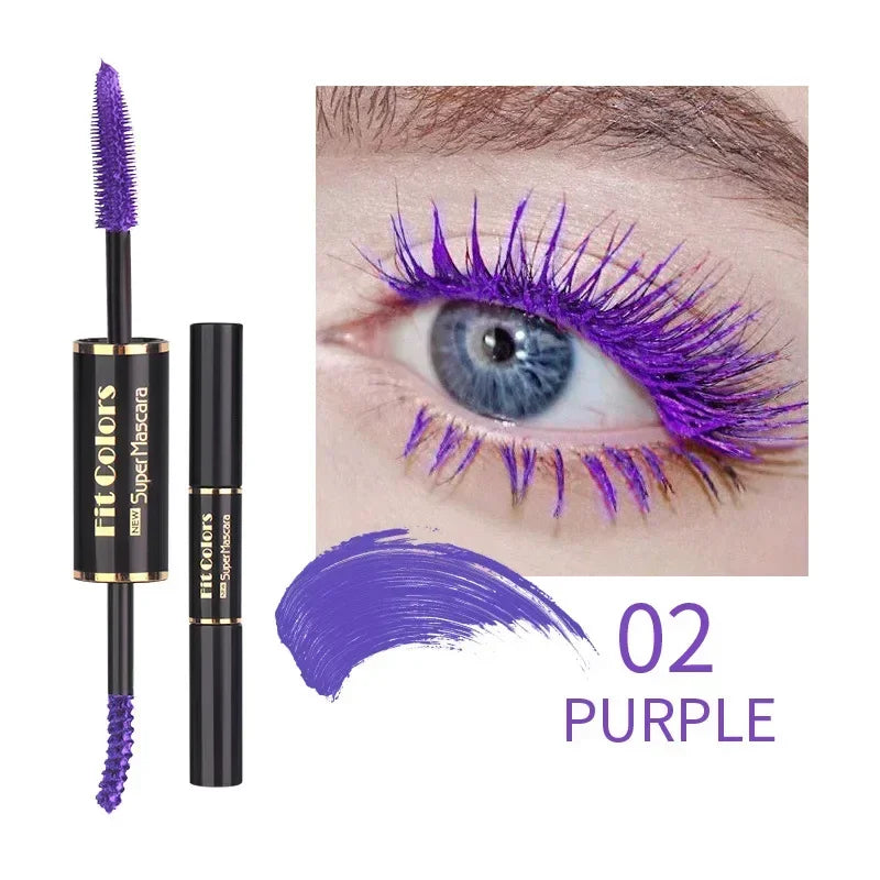 Mascara waterproof coloré volume et courbure séchage rapide longue tenue bleu, violet et blanc