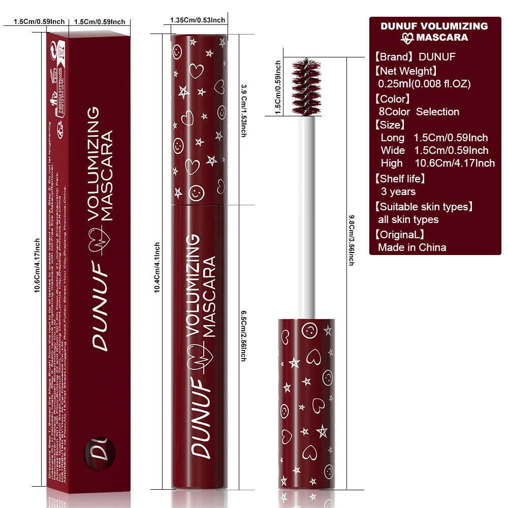 Mascara coloré  longue tenue waterproof dense, fin et recourbant anti-bavure et anti-agglomération cils naturels facile à appliquer