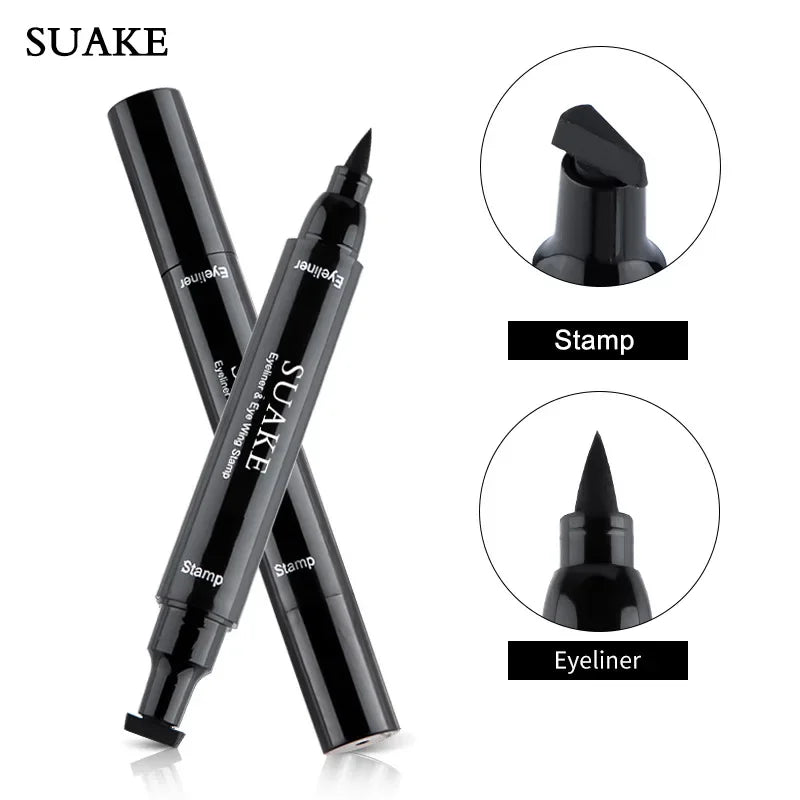 SUAKE – Eyeliner Double tête et tampon d'aile pour les yeux, liquide imperméable à séchage rapide, durable, ne se décolore pas, nouveaux cosmétiques populaires