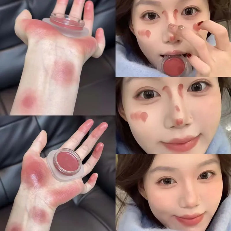 Blush poudre monochrome – Crème éclaircissante violette pour lèvres et joues, double usage – Fini mat naturel, teinte rouge éclatante