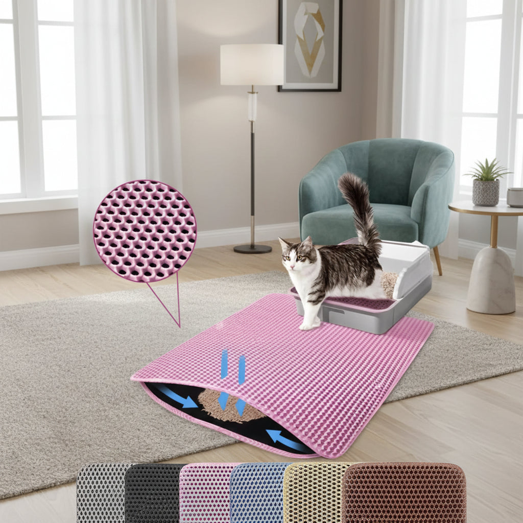Large Double-Layer Cat Litter Mat – Waterproof Non-Slip Litter Trap