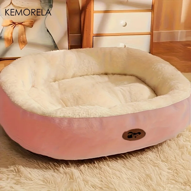 Cozy Oval Plush Pet Bed – Thickened Snuggle Bed for Cats & Small Dogs