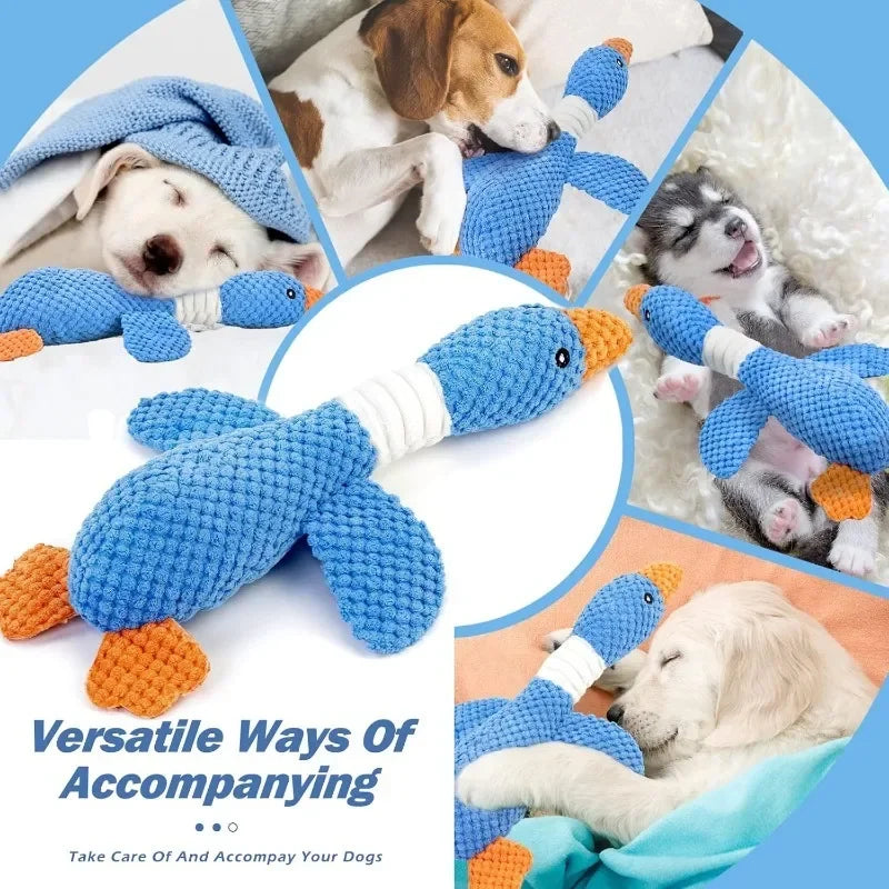Blue Goose Plush Pet Toy – Squeaky Chew Toy for Dogs & Cats