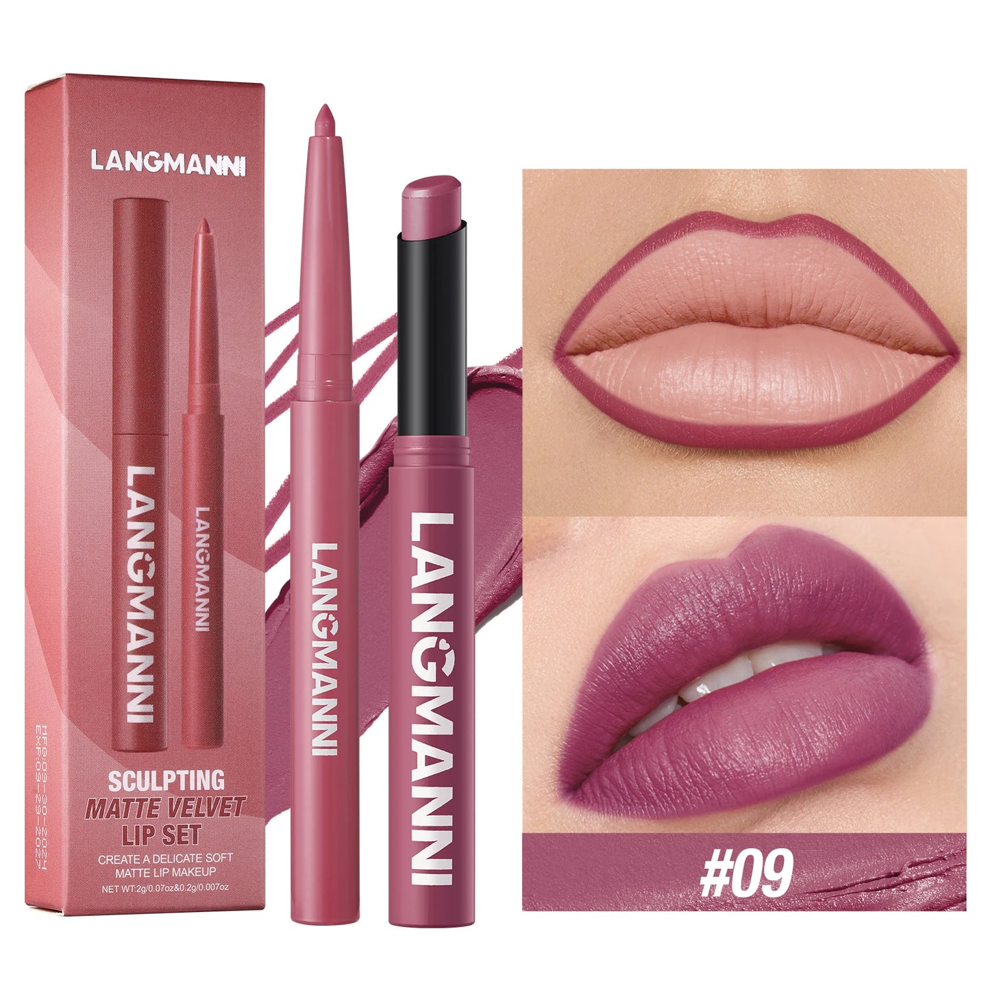 Set intégré rouge à lèvres + crayon contour waterproof – Tenue durable, sans bavure et sans transfert | Couleur longue durée | Facile à appliquer pour un maquillage lèvres parfait