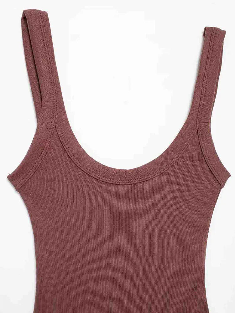 Body côtelé skinny pour femmes – Col rond avec bretelles | Fermeture à boutons-pression | Style sexy et fashion | Confortable et extensible, idéal comme playsuit féminin