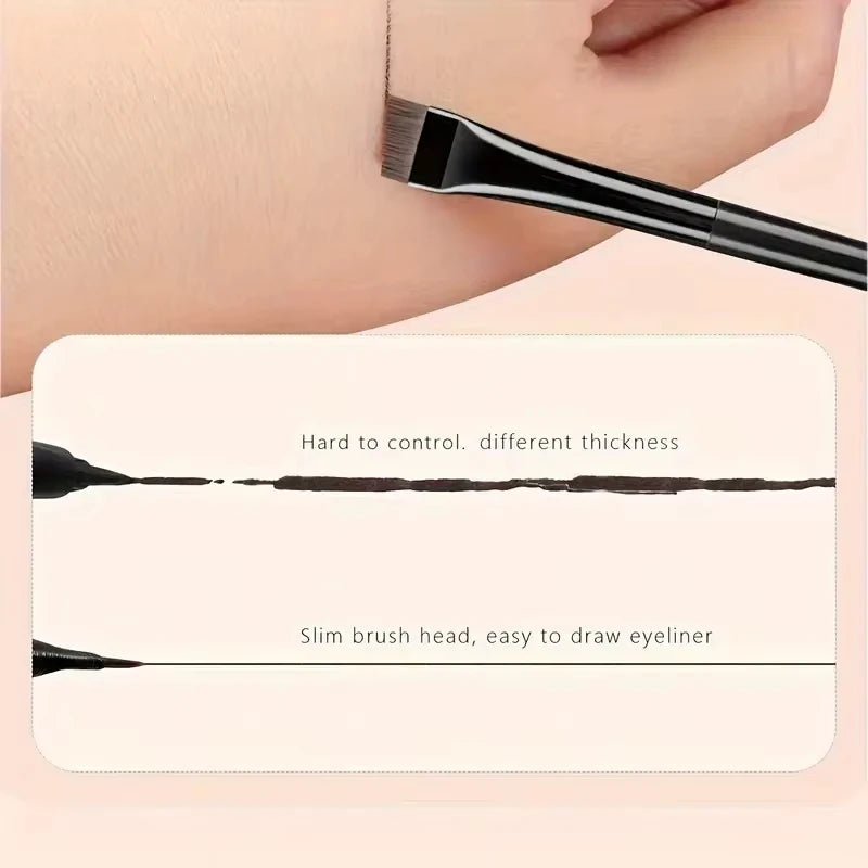 Ensemble de pinceaux de maquillage 3 pièces : pinceau pour eye-liner en forme de faucille, pinceau à sourcils à angle fin, pinceau pour eye-liner, pinceau pour fard à paupières ultra fin