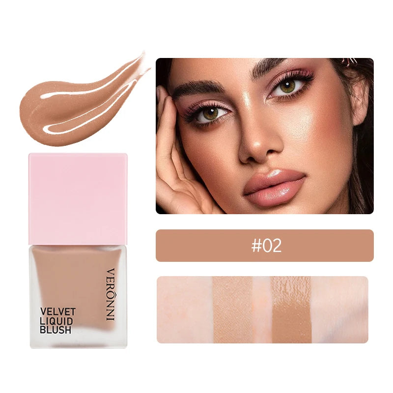 Blush liquide 4 couleurs 5 ml – Longue tenue et facile à estomper, teinte vegan pour les joues – Effet naturel ou éclat intense, fini lumineux ou mat