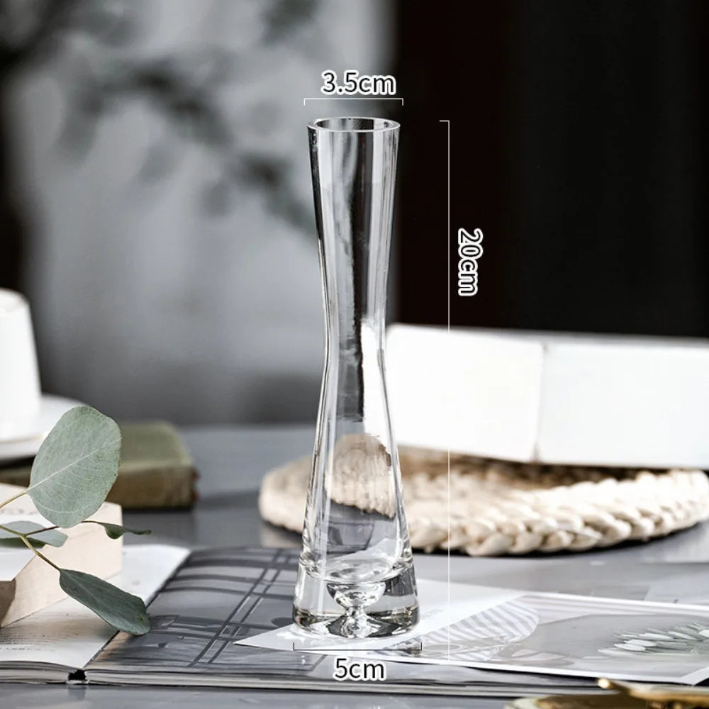 Elegant Slanted Glass Vase – European Style Hydroponic Flower Vase for Home Decor