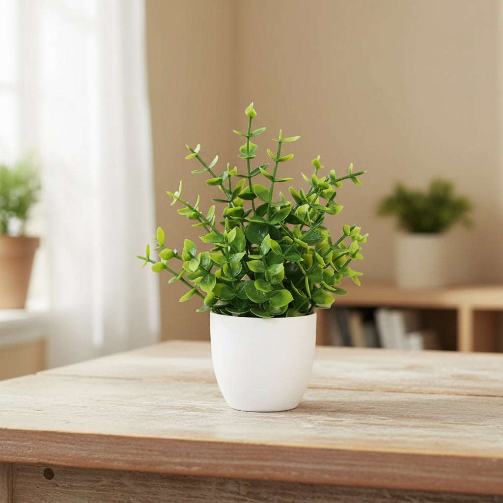 Artificial Potted Green Plant – Decorative Fake Bonsai for Home Décor