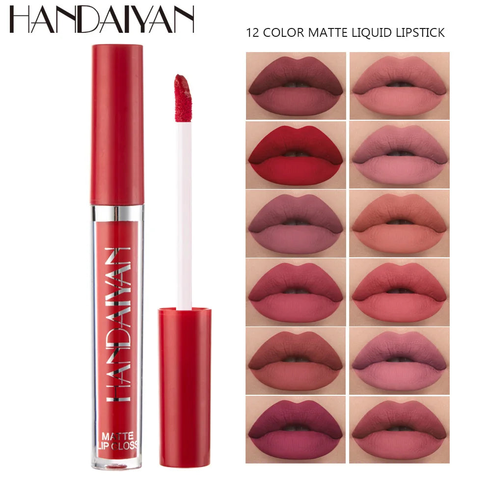 Coffret  12 couleurs — Rouge à lèvres liquide mat et gloss | Teintes rouges et nude | Tenue longue durée et waterproof | Maquillage lèvres élégant et durable