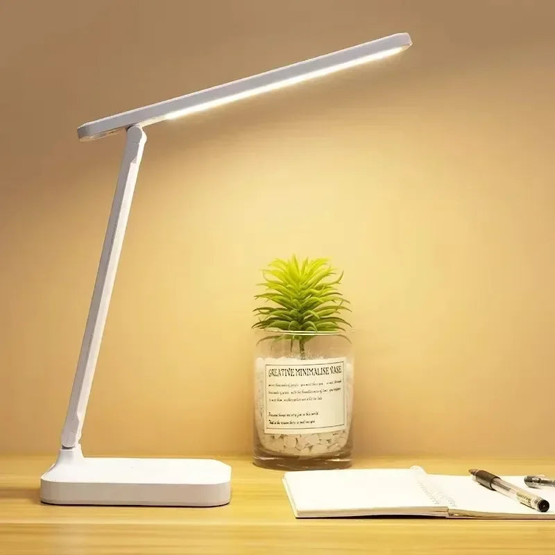 LED Desk Lamp with Clock & Temperature Display – USB Rechargeable Touch Control Reading Light