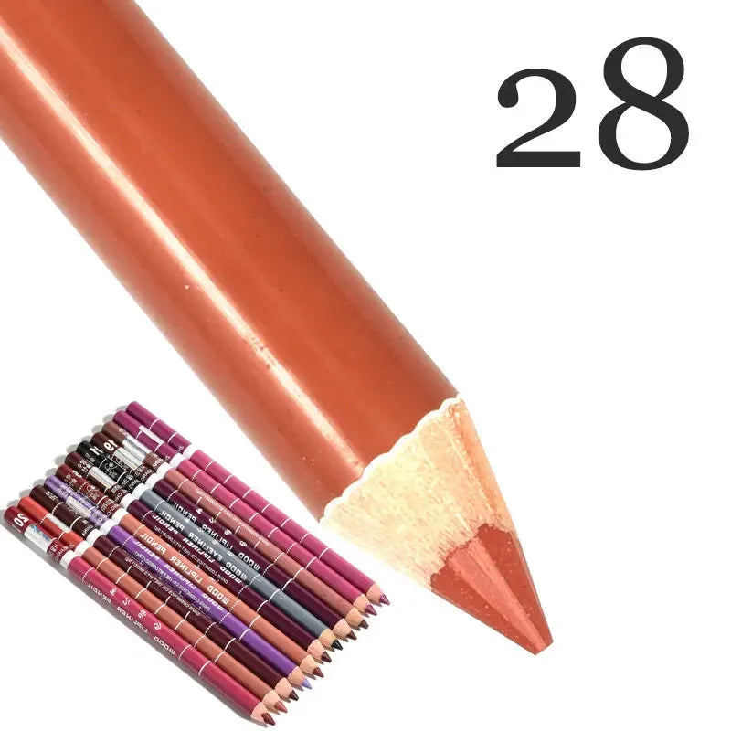 Set 28 Couleurs Crayons à Lèvres Waterproof – Mat, Teintes Nude et Rouge, Longue Tenue, Anti-Transfert, Maquillage des Lèvres pour Femmes, Fête