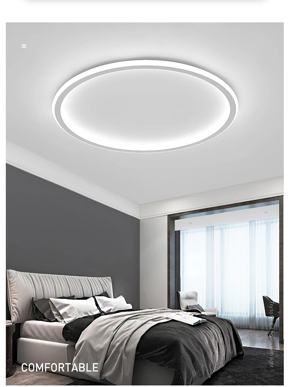 Modern LED Ceiling Light – Circular Flush Mount Fixture for Living Room, Bedroom & Hallway
