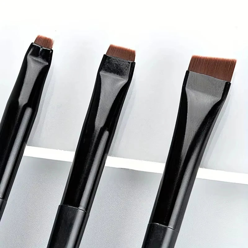 Ensemble de pinceaux de maquillage 3 pièces : pinceau pour eye-liner en forme de faucille, pinceau à sourcils à angle fin, pinceau pour eye-liner, pinceau pour fard à paupières ultra fin