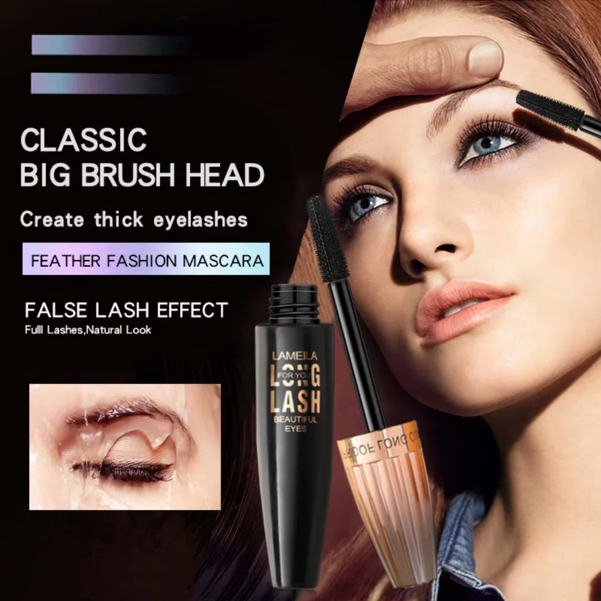 **« Mascara 4D waterproof – Épais, longue tenue et recourbant »**