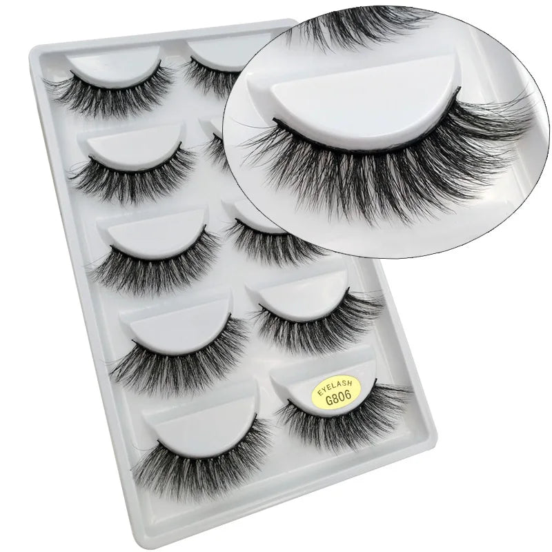Lot de 10/8/5/3 Paires de Faux Cils 3D en Vison