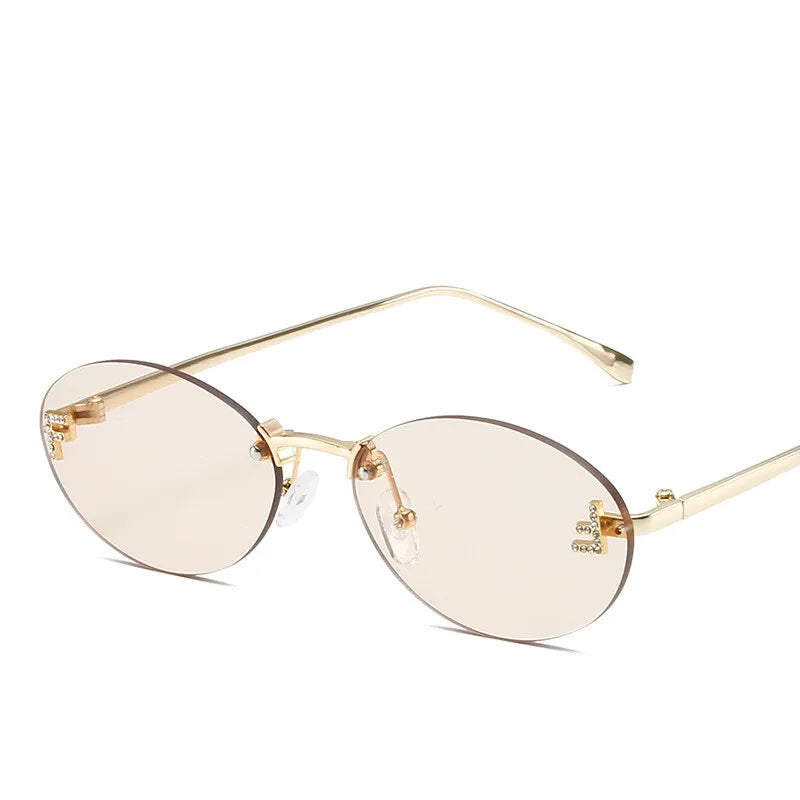 « Lunettes de Soleil Femme – Sans Monture, Lettre F, Luxe UV400 »