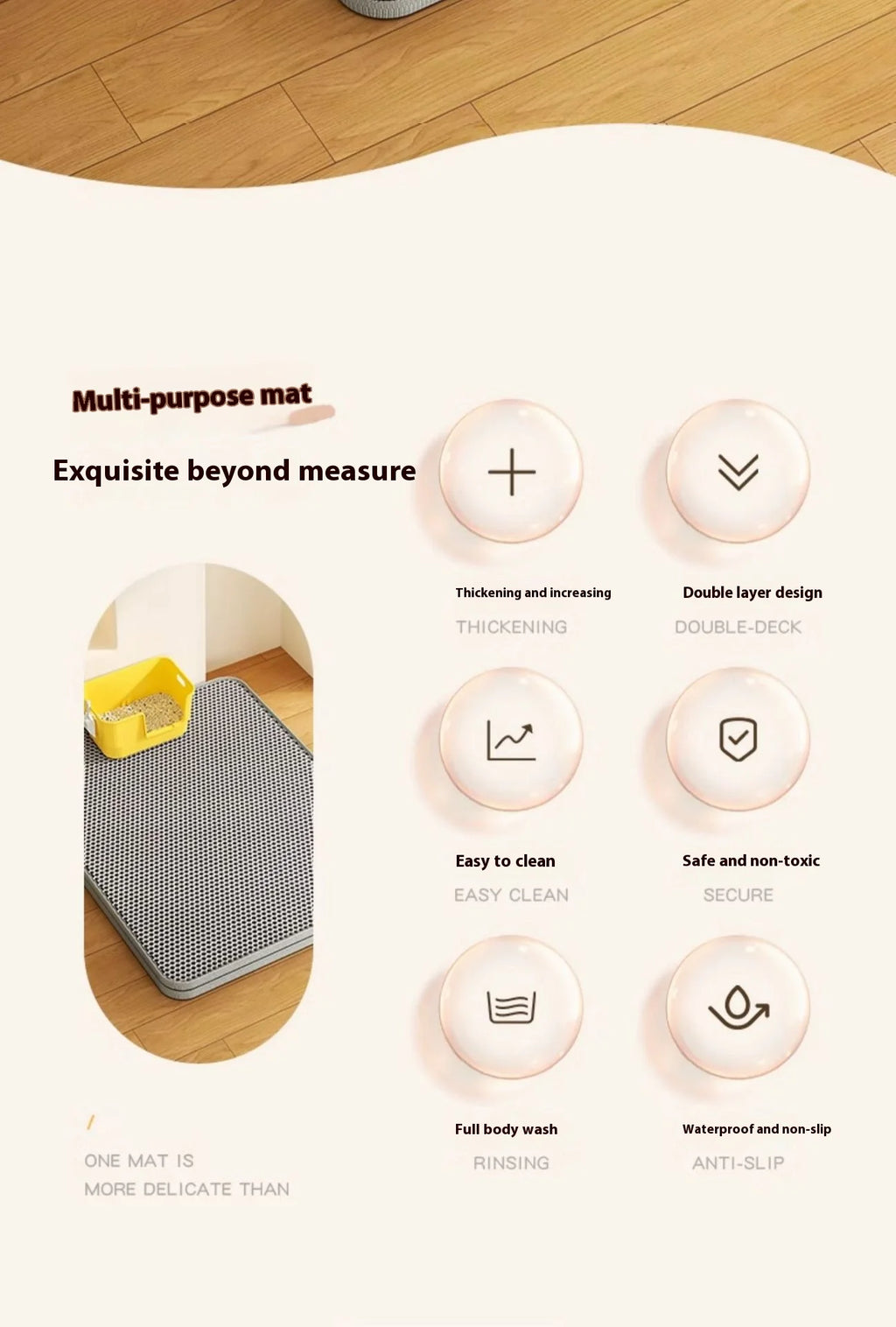 2-Layer Cat Litter Mat – Waterproof Non-Slip Litter Trapping Mat
