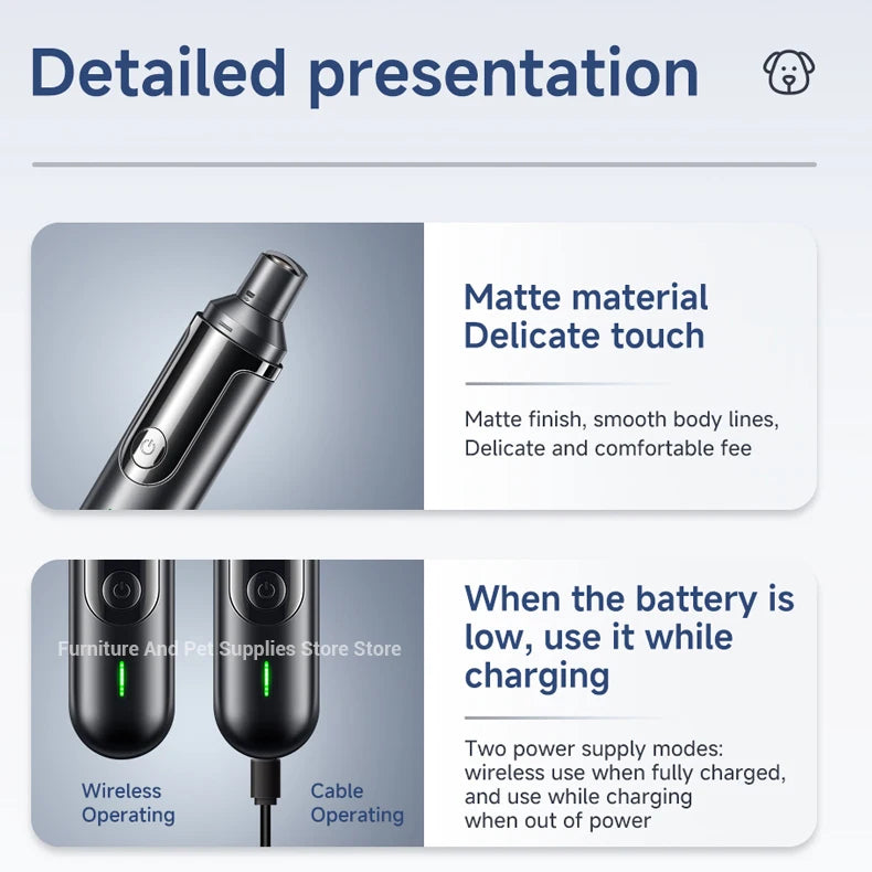 USB Rechargeable Electric Pet Nail Grinder – Nail Trimmer & Polishing Tool for Dogs & Cats