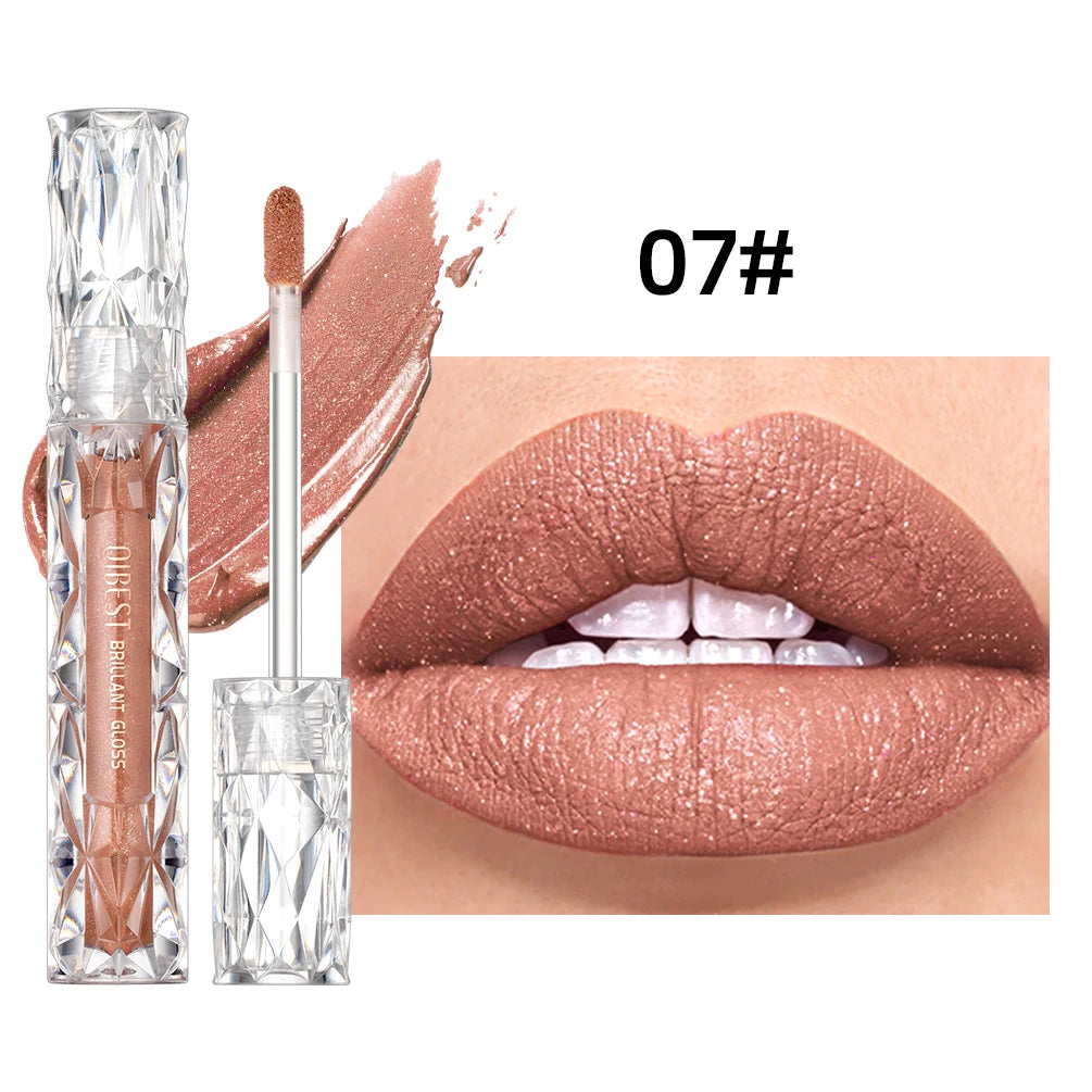 Rouge à Lèvres Liquide Diamant – Hydratant, Longue Tenue, Violet Scintillant, Waterproof, Mat et Pailleté, Maquillage des Lèvres