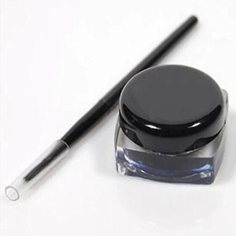 Crème Eyeliner Noir – Gel Étanche, Longue Tenue, Cosmétiques Beauté, Maquillage des Yeux, Ensemble avec Pinceau