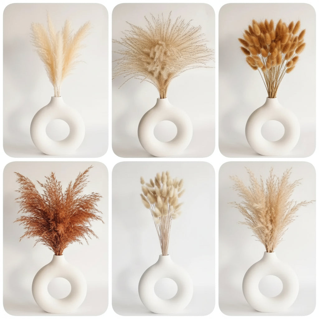 120PCS Pampas Bunny Tail Grass Bouquet – Boho Dried Artificial Flower Set