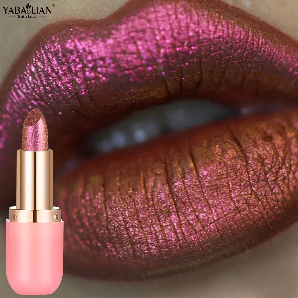 Rouge à lèvres caméléon métallique violet – Effet changeant avec finition mate et pailletée diamant | Brillance nacrée et waterproof | Maquillage sexy et éclatant