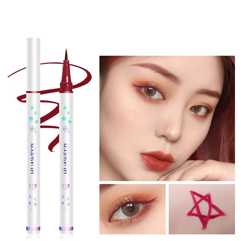 Crayon Eyeliner Liquide Séchage Rapide – Waterproof, Longue Tenue, Marron Thé et Blanc, Texture Lisse,Maquillage des Yeux