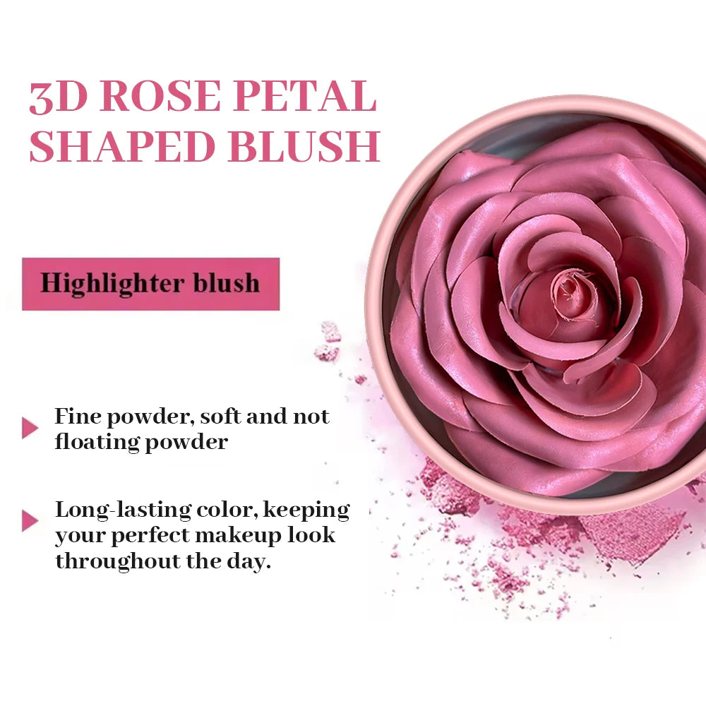 Set 2 blush pétale avec pinceau – Maquillage longue tenue pour le visage, fini mat et scintillant, couvrance légère – Pour joues et effet highlight