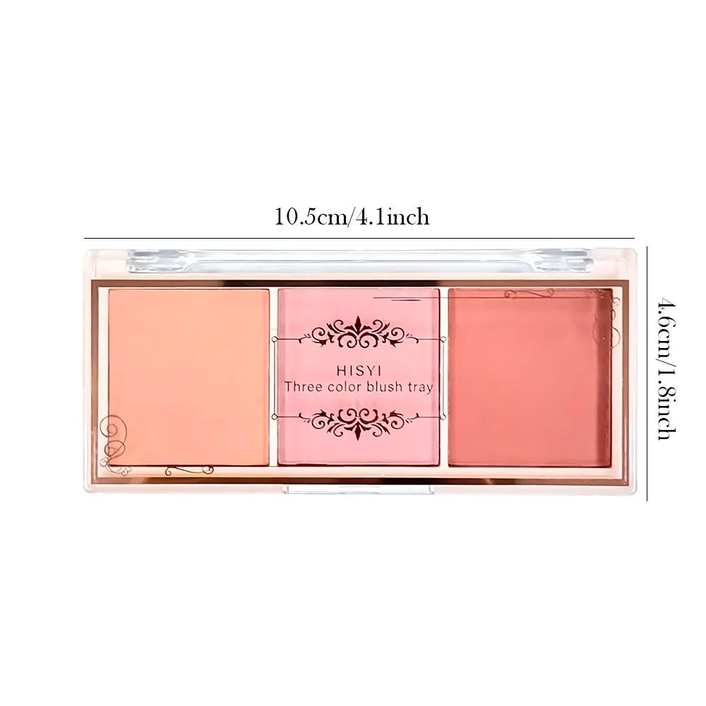 Blush trois couleurs – Couleurs naturelles, rendu délicat, poudre matte sans chute – Longue tenue, maquillage éclatant et frais pour filles