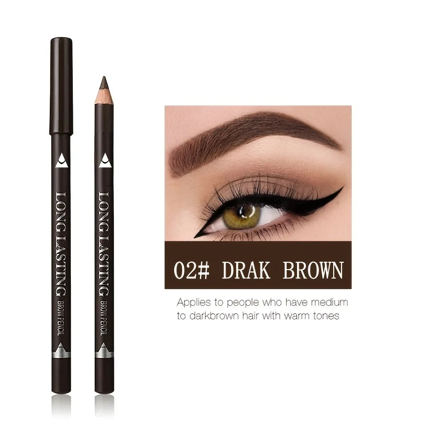 Crayon 2 en 1 à Manche en Bois – Eyeliner et Sourcils Étanche, Résistant à la Transpiration, Convient à Tous Types de Peau, Outil Cosmétique Polyvalent