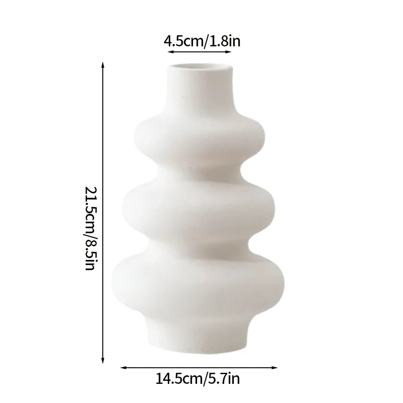 Modern White Decorative Vase – Minimalist Flower Vase for Home & Table Decor