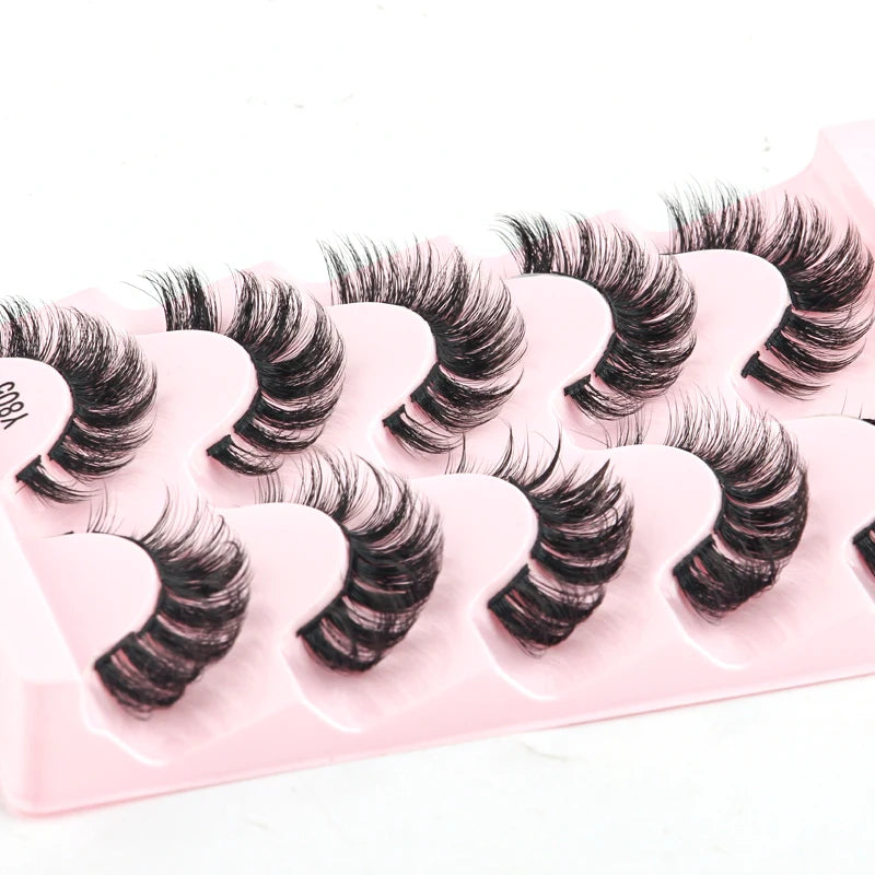 3 à 7 paires de cils en vison synthétique – Faux cils faits main, naturels et nude, effet croisé et désordonné – Cils 3D bouclés pour maquillage