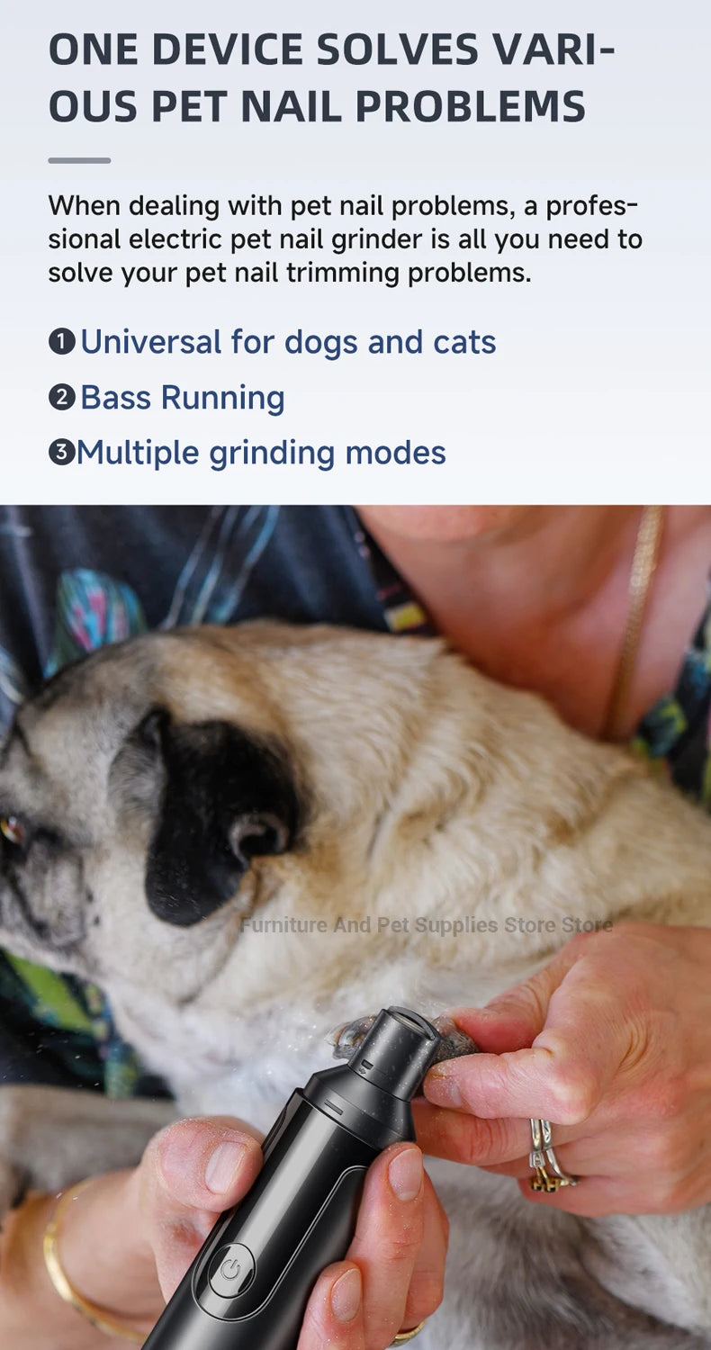 USB Rechargeable Electric Pet Nail Grinder – Nail Trimmer & Polishing Tool for Dogs & Cats