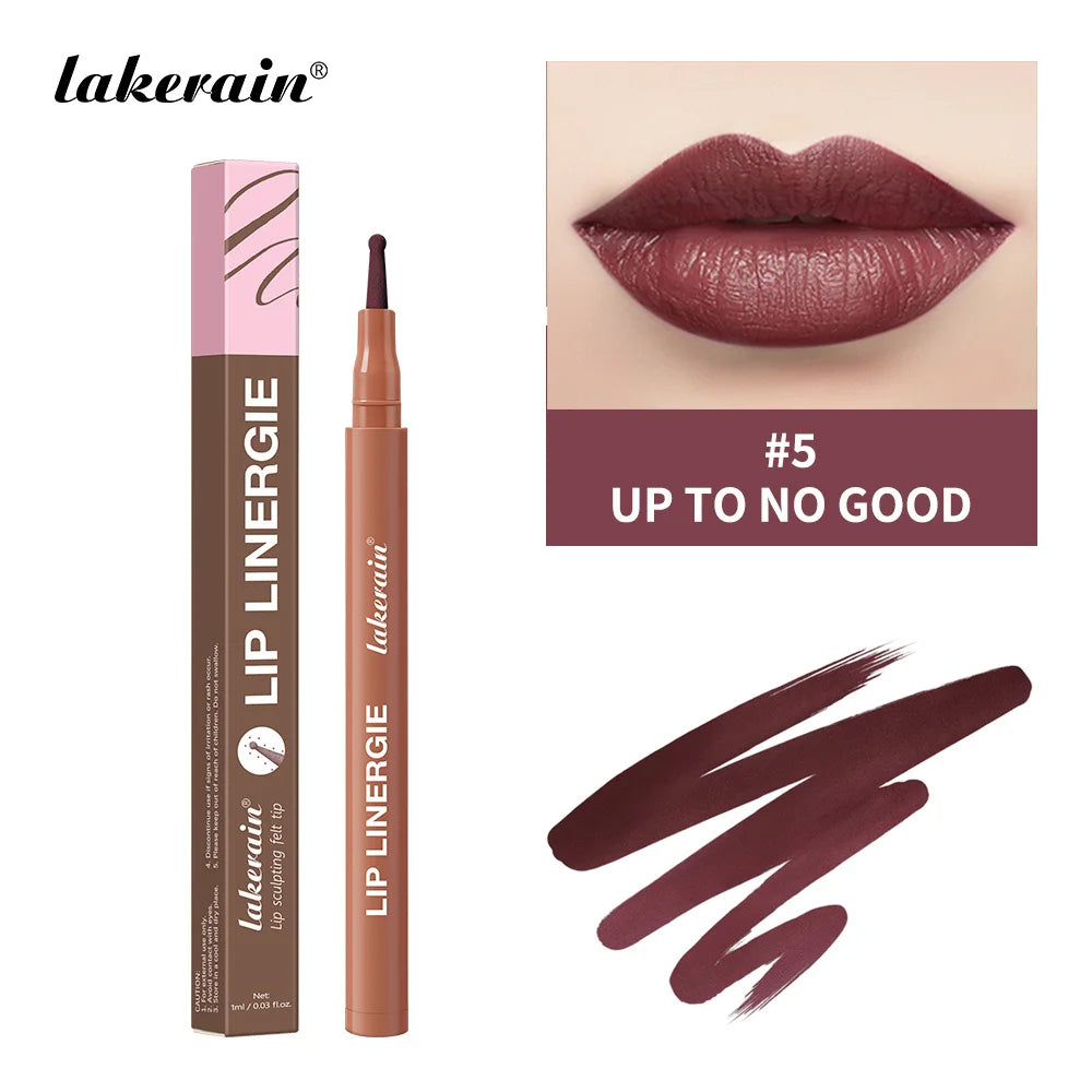 Crayon à Lèvres – Pointe Bille Flexible, Longue Tenue, Waterproof, Anti-Transfert et Anti-Bavure, 8 Couleurs, Maquillage des Lèvres