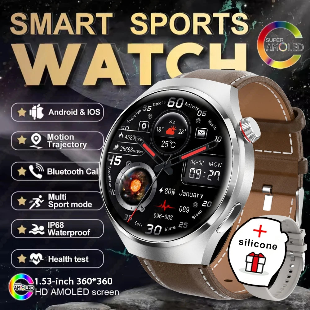 2025 nouvelle montre 4 GT série montre intelligente hommes AMOLED écran fréquence cardiaque surveillance de la santé Bluetooth appel affaires Smartwatch homme